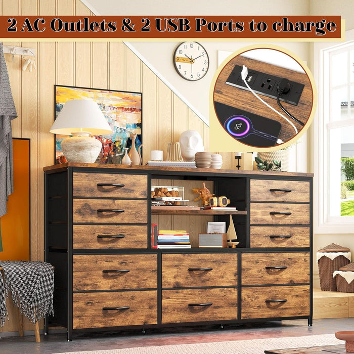 Dresser With LED Lights And Power Outlets 12 Fabric Drawers ShipItFurniture Dresser With LED Lights And Power Outlets 12 Fabric Drawers ShipItFurniture