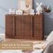 Walnut Dresser for Bedroom, 47" Wide 6 Drawer Dresser, Modern Chest of Drawers with Solid Wood Handle, Curved Profile Design, Wood Dresser Storage Organizer, Living Room, Hallway
