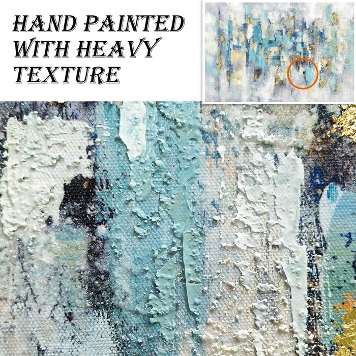 Abstract Modern Picture Wall Art: Blue Artwork Painting on Canvas for Office Living Room (45'' X 30'', Multiple Sizes)