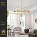 30Inch Crystal GoldTone Chandelier Nine Light Fixture