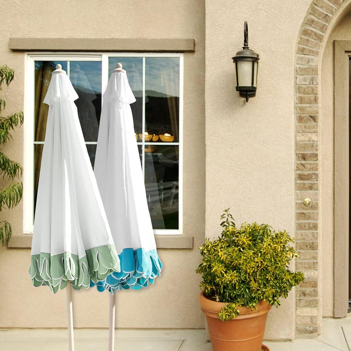 9Ft Elegant Valance Patio Umbrella, Outdoor Umbrellas for Patio with Auto-Tilt and Crank Systerm, Table Umbrella for Outdoors, Poolside,Beach, Backyard