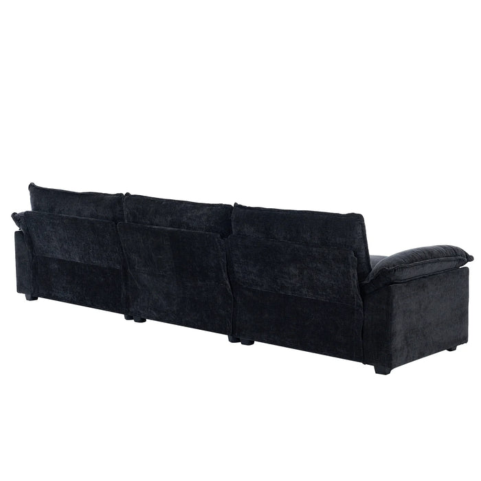 Convertible Sectional Sofa with Chaise L Shaped Couch with Ottoman Reversible 3-Seat Sofa Sectional Couch Sets for Apartment Black