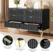 Fluted Dressers, 6 Drawer Dressers & Chests of Drawers, Metal Modern Dresser for Room, Entryway, Hallway, Black