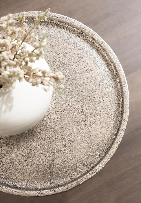 Rava Modern Metal round Drink Table, 10 X 10 X 21, Antique Nickel, Cast Aluminum Accent Table for Use as Indoor Plant Stand or Living Room Decor Piece