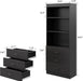 70" H Black Bookshelf with Drawers, Tall Bookcase with 3-Tier Open Shelves, Bookshelf and Bookcase with Storage Cabinet for Home Office,Living Room(Black,6-Tier)