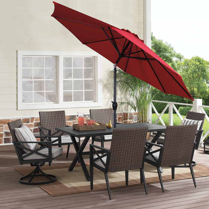 9Ft Really Red round Outdoor Tilting Market Patio Umbrella with Crank