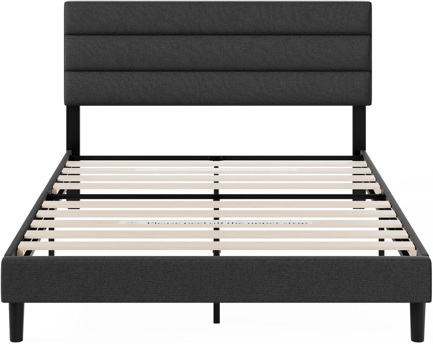 Piper Upholstered Platform Bed with Paneled Headboard, Queen