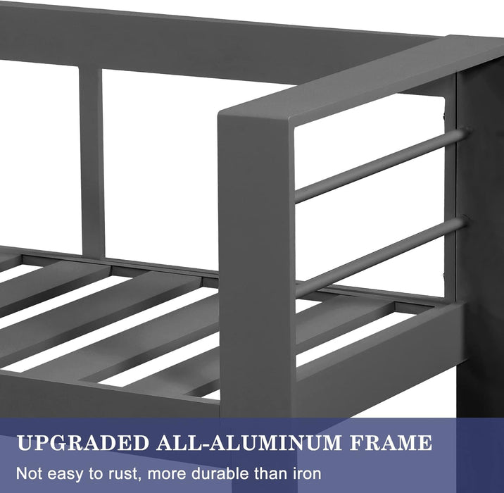 Aluminum Outdoor Patio Furniture Set,7 Seats Modern Patio Conversation Sets, Outdoor Sectional Metal Sofa with 5 Inch Cushion and Coffee Table for Balcony, Garden, Dark Grey