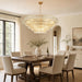 48" 5-Tier Clear Ripple Glass Chandelier, 20-Light round Brass Chandelier