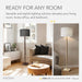 Floor Lamp with Natural Rubberwood Base and White Linen Lampshade – 3-Way Adjustable Brightness, Lamp for Bedroom, Living Room, and House Décor, 58.5” X 16”