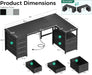 L Shaped Computer Desk with 6 Drawers & Power Outlet, 55 Inch Corner Desk with Reversible Storage Shelf & File Drawer, Home Office Desk, Black