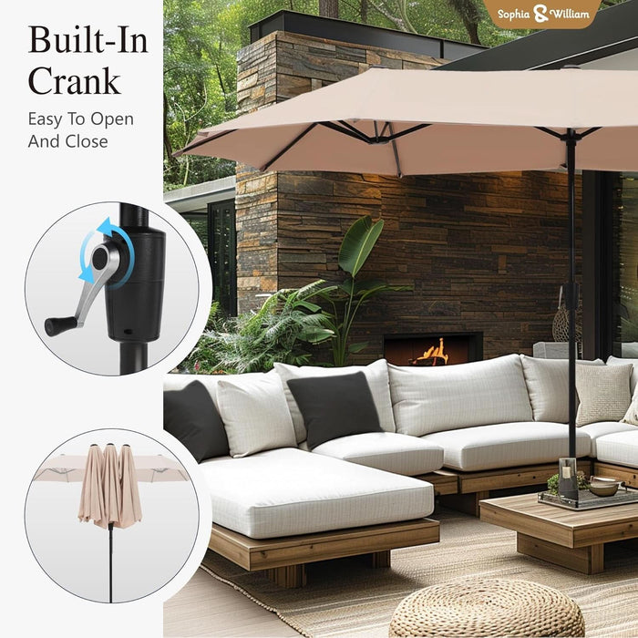 Patio Set with Umbrella 8 Pieces Outdoor Dining Set for 6 with 13Ft Double-Sided Patio Umbrella Beige, 6 X Swivel Patio Chairs, 1 Metal Table for Lawn Garden