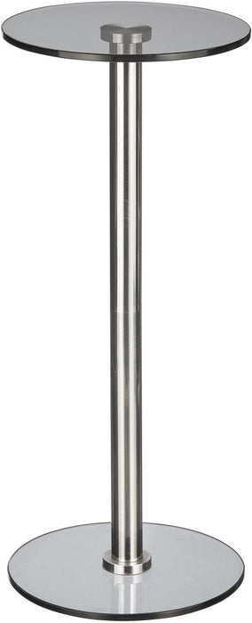 Glass Top Side/End Drink Table - Tall Modern round Accent Metal Nightstand Furniture for Living Room, Dorm, Home Office, and Bedroom - 9" round - Dark Smoke Gray/Chrome