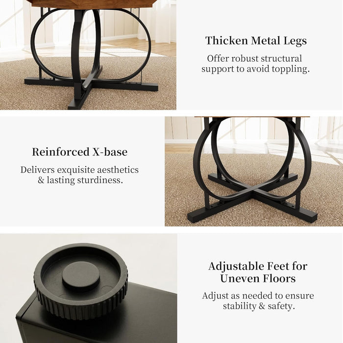 Extendable Round Dining Table Walnut Finish Modern