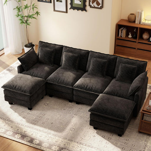 106-Inch Modular Cloud Sofa Black Sectional Modern