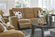Kanlow Contemporary Manual Reclining Sofa with 2 Accent Pillows, Light Brown