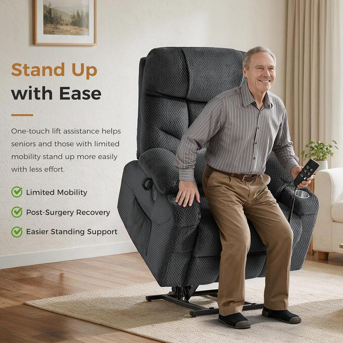 Dual Motor Power Lift Recliner Chair for Elderly with Massage & Heat