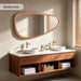 48" H X 22" W Asymmetrical Mirror, Irregular Wooden Wall Mirror Full Length, for Bedroom, Living Room,Entryway– Boho Mid-Century Modern Decorative Mirror, Solid Wood Frame(Walnut)