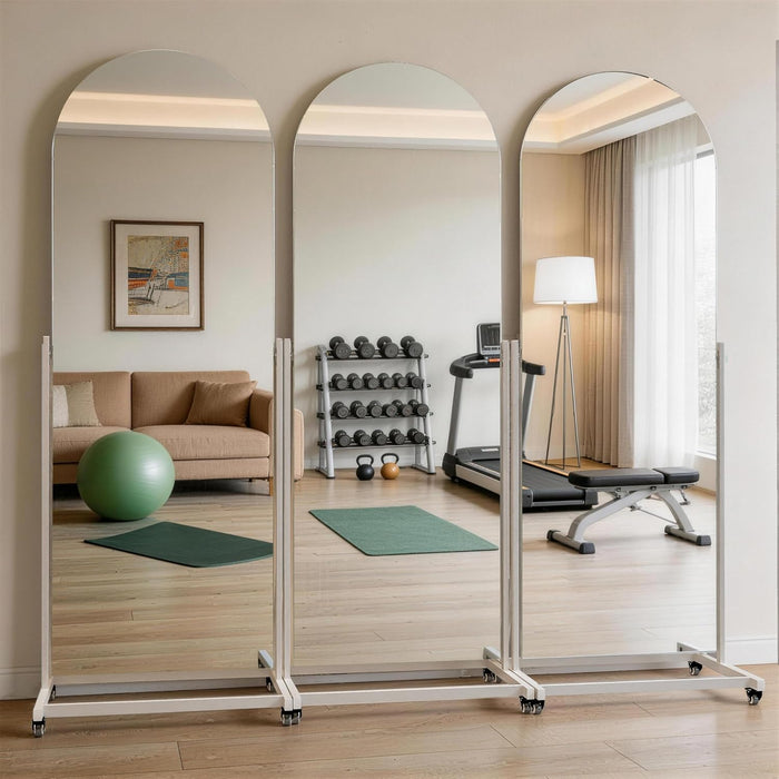 71"X24" Arched Full Length Rolling Mirror on Wheels