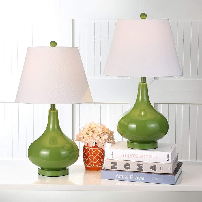 SAFAVIEH Amy Table Lamp Set of 2, 24" Modern Green LIT4087G