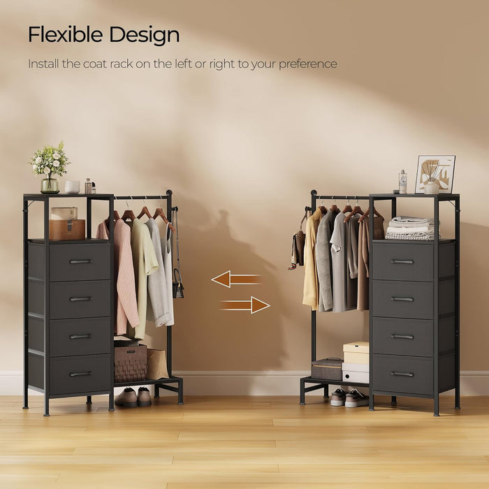Black Dresser Featuring Reversible Hanging Rack LED