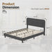 Queen Size Bed Frame with Chenille Striped Headboard, Dark Gray