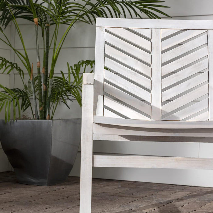 AZWC2VINWW Avalon Chevron Solid Acacia Wood Outdoor Chair, White Wash