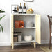 Buffet Cabinet Sideboard with Rattan Decorated Doors Kitchen Storage Cupboard Accent Cabinet (White)