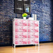 Dresser with 8 Drawers - Furniture Storage Chest Tower Unit for Bedroom, Hallway, Closet, Office Organization - Steel Frame, Wood Top, Easy Pull Fabric Bins (8-Drawer, Pink)
