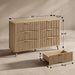 54" Curved Fluted 6-Drawer Dresser, Mid-Century Modern Natural