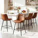 Counter Height Bar Stools Set of 4, FSC Certified Upholstered Faux Leather Barstools with Back, Metal Base, 27" Seat Height, Modern Upholstered Counter Stools for Kitchen Island,(Walnut Brown