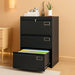 Lateral File Cabinet 3 Drawer File Cabinet with Lock and Card Holder, Metal Steel Lockable Drawer File Cabinets under Desk for Home Office Legal/Letter/F4/A4 Black