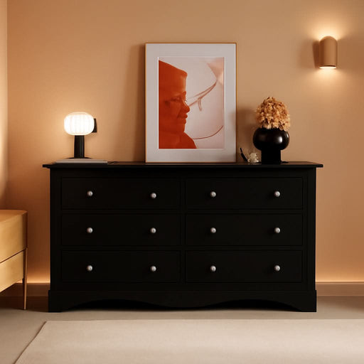 Glossy Black Six Drawer Dresser 52 Inch Contemporary ShipItFurniture Glossy Black Six Drawer Dresser 52 Inch Contemporary ShipItFurniture
