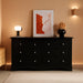 GlossyBlack SixDrawer Dresser 52Inch Contemporary Storage