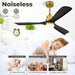 52 Inch Smart Ceiling Fan with Lights,Outdoor Ceiling Fan 3 Wood Blades Compatible with Alexa/Gg Voice Control&App&Remote,Quiet DC Motor for Covered Patio Porch Bedroom,Black and Gold