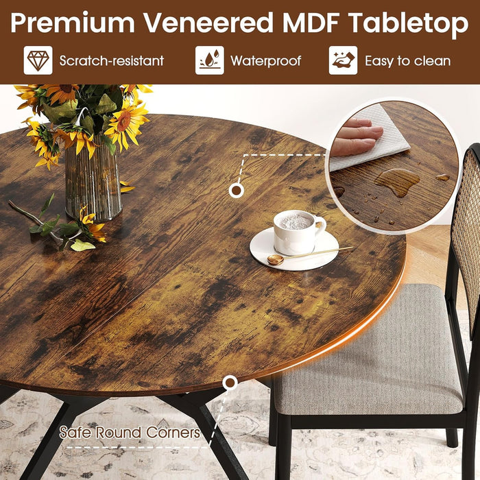 Folding Dining Table for 4, 47" round Kitchen Table for Small Space | Drop Leaf Kitchen Table W/Sturdy Metal Frame, Space-Saving Expandable Dinner Table for Dinette, Living Room, Apartment, Brown