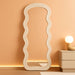 71"X32" Irregular Mirror Full Length, Large Full Body Freely Standing Mirror, Flannel Wave Floor Mirror with Stand for Bedroom, Living Room, Hanging or against the Wall, White