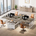 L-Shaped Desk with Drawers, 63" Executive Office Desk with Mobile File Cabinet and Storage Shelves, Home Office Business Furniture Set (Gray, White)