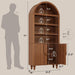 2 Pack 71" Tall Arched Bookshelf with Storage Cabinet, Modern Wood Display Bookcase with Arched Top, 3 Adjustable Open Shelves, 2 Doors Cabinet, for Living Room, Bedroom, Walnut