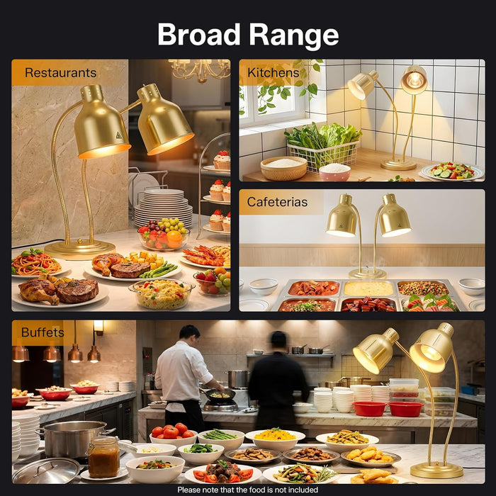 Golden Restaurant Warmer Dual Bulbs 500W Luminaire
