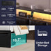 Full Bed Frame with 2 Storage Drawers, LED Lights & Charging Station, Upholstered Headboard with Shelves, Heavy Duty Metal Platform, No Box Spring Needed, Noise Free, Easy Assembly