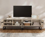Modern TV Stand for Tvs up to 75 Inch, 2 in 1 Entertainment Center TV Console with Storage Cabinets and Metal Base,Media Console for Living Room,Light Oak