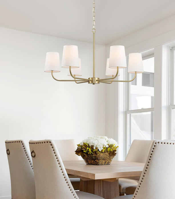 Brushed Gold Contemporary Pendant Chandelier 6 Lights