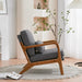 Gray Linen Upholstered MidCentury Chair With Pillow
