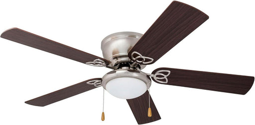 Benton Traditional 52 Inch Ceiling Fan with Light, LED Flush Mount Ceiling Fan, Indoor Fan with 5 Blades, Brown Walnut and Brown Maple Blade Finish Options, Brushed Nickel (51428-01)