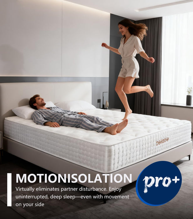 Queen Mattress 14 Inch, Medium Firm Hybrid Mattress Memory Foam Individually Wrapped Pocket Coils, Excellent Edge Support, Zone Support for Back Pain Relief, Fiberglass-Free Mattress in a Box