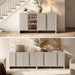 59" Fluted Sideboard Buffet Cabinet with Storage, White Alder | Modern Credenza Console with 4 Doors & Adjustable Shelves, Wood Coffee Bar for Kitchen, Living Room, Entryway