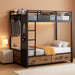 IndustrialGrade Brown Metal Twin Over Twin BunkBedStorage