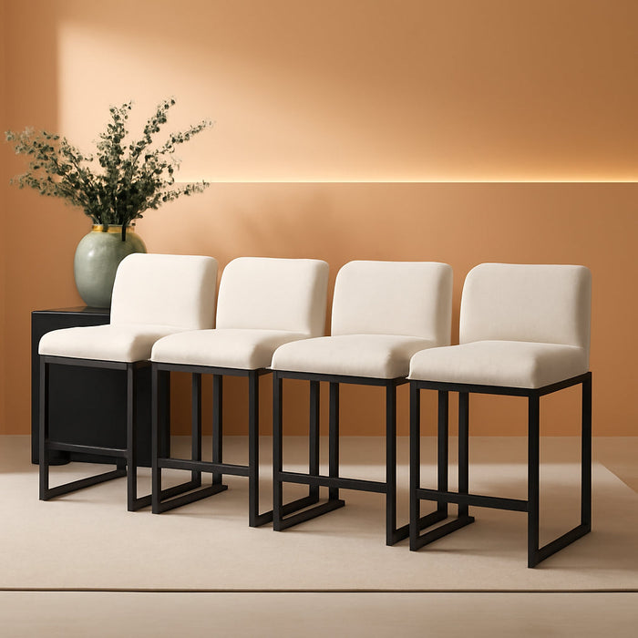 Bar Stools Set of 4 - Counter Height Bar Stool Pu Leather Kitchen Modern Bar Chairs, Bar Stools with Back