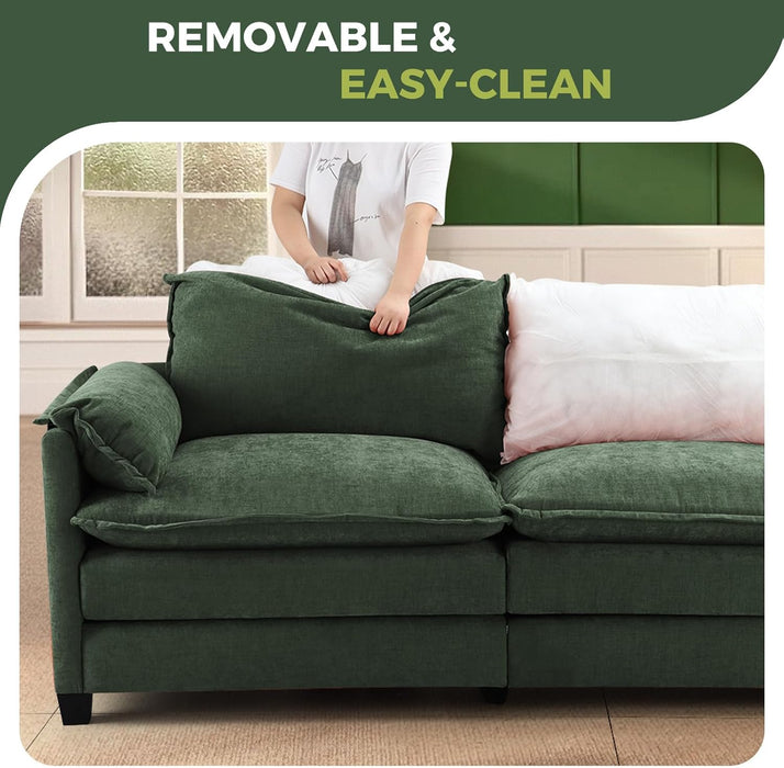 Green 116Inches L Shaped Premium Chenille Sectional